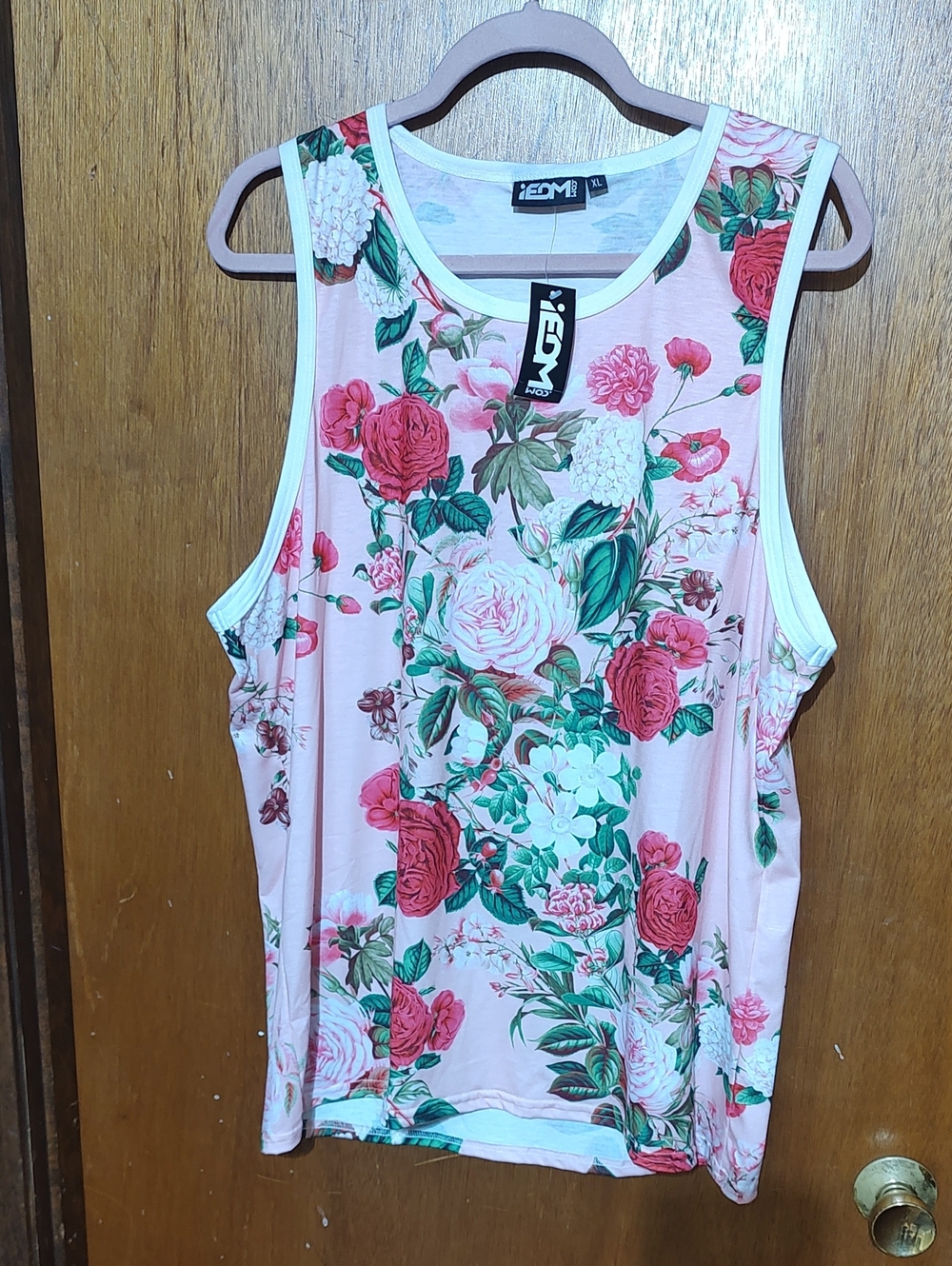 Unisex Floral Pink Sleeveless Tank Top